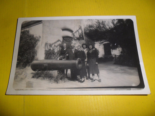 Antigua Foto Fotografia Cañon Obus Militar Casa Fachada Arma