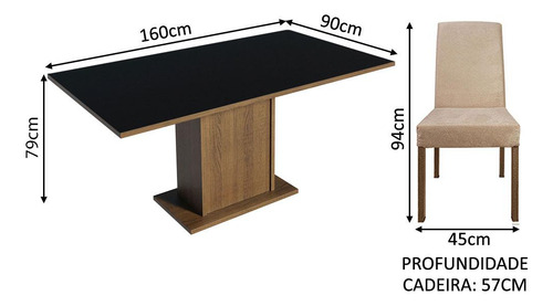 Mesa de Comedor 4 Sillas Keila Madesa Color Rústico/Negro/Imperial