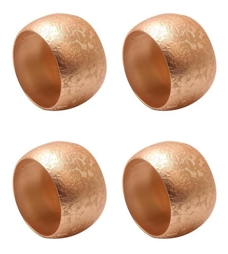 Argola Para Guardanapo 4 Unidades Flor Rose Gold Cor Dourado Flores