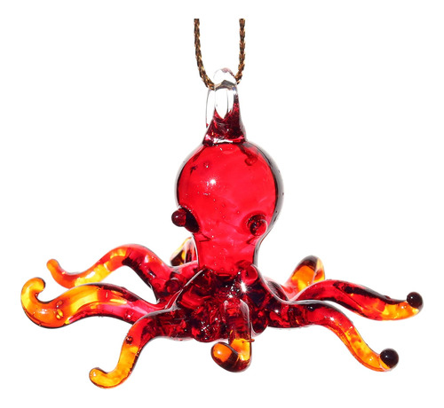 Figura Pulpo Soplado Mano Forma Estrella Cristal Mar Rojo 2 