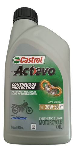 Aceite Castrol 20w50 Activo Semi Sintético 4 Tiempos