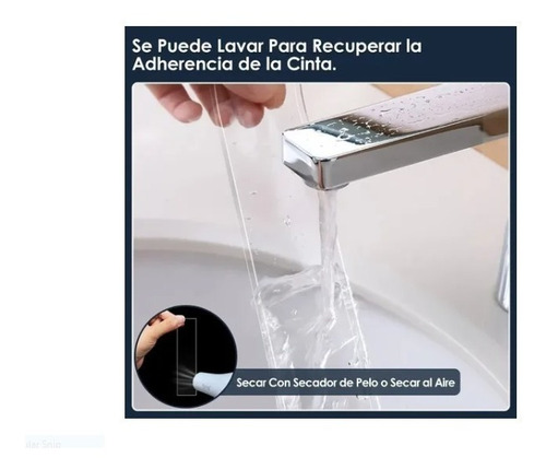 Imagen 8 de 8 de Cinta Adhesiva Doble Cara Faz Nano Lavable Transparente 5 M