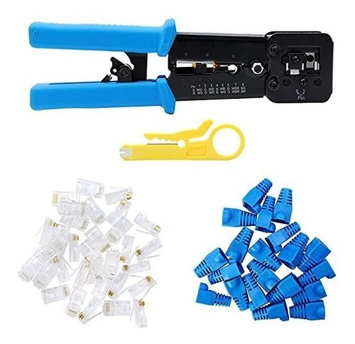 Crimpeadora Ez Rj45 +50 Conectores Cat6 22cm Blanco