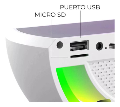 Parlante Portatil Bluetooth Luz Led Atmosfera Inteligente G Color Blanco