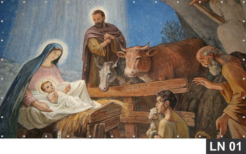 Imagem 1 de 6 de Painel Festa Aniversário Natal Presépio Cristo 3,00x1,80m