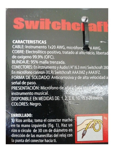 Imagen 2 de 2 de Cable 3m 61sw03 Plug A Plug Switchcraft Solcor