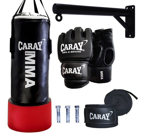 Saco De Boxeo Pro Agarre + Base +guante De Mma +vendas Caray