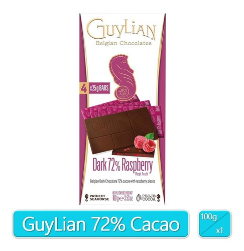 Chocolates Belgas Importados Guylian Dark 72% Frambuesa 100g