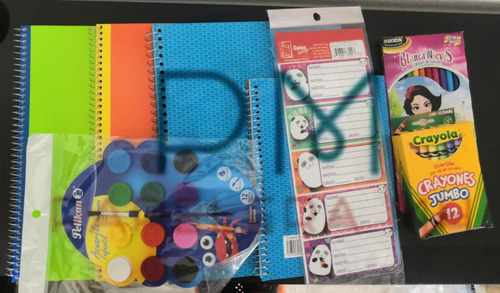 Kit Cuadernos, Crayolas, Colores Y Etiquetas