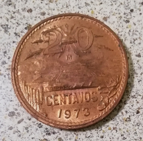 Moneda 20 Centavos Pirámide 1973sin Circular Brillo Original