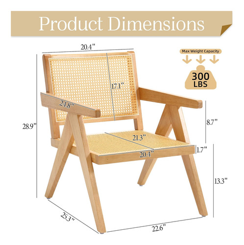 Juego De 2 Sillas Decorativas De Ratán, Cómodas Silla...