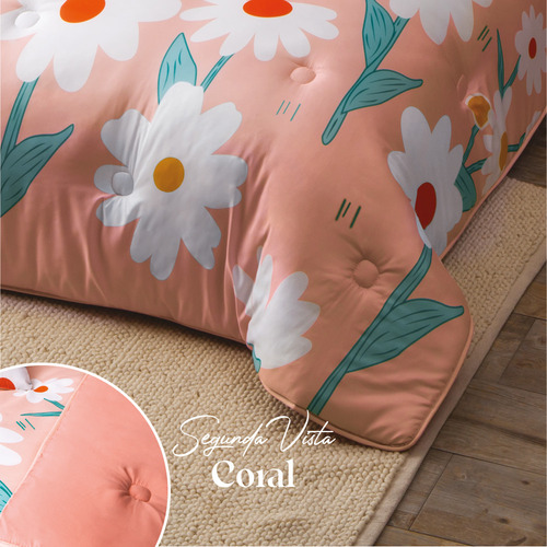 Edredón Acolchonado Sofy Matrimonial Colchas Concord Rosa Floreado