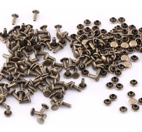 100 Remache Metal Doble Tapa Tubular Para Reparacion Bronce