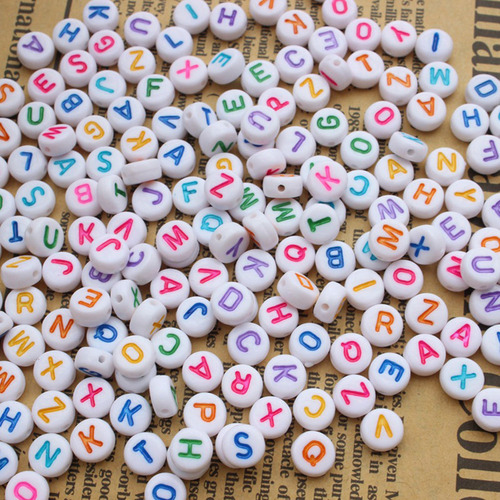 1000 Abalorios Acrílicos Coloridos Con Letras Redondas Con L