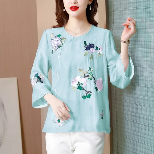 Camisa Qipao, Camisa Corta Casual, Blusas Para Niña, Blusas