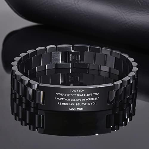 Mealget Acero Inoxidable A Mi Hijo Amor Mamá Coraje Pulseras