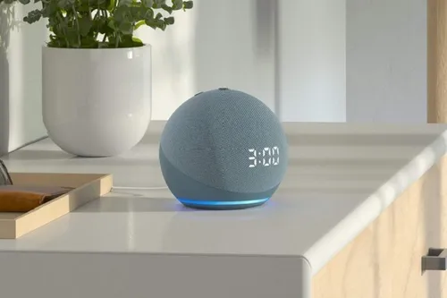 ASISTENTE  ALEXA ECHO DOT CON RELOJ 4GEN AZUL