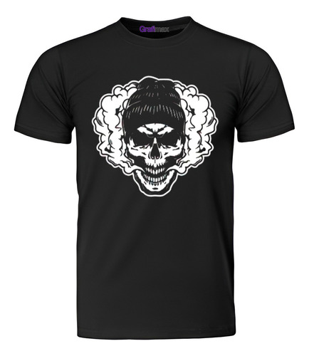 Polera Calavera Skull Smoke Vinilo Grafimax