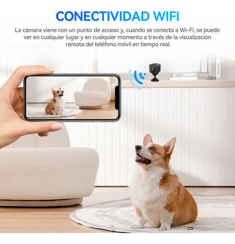 Hotu Wifi Hd Mini Cámara De Visión Nocturna Batería Incorporada Función De Interfono Color Negro As02