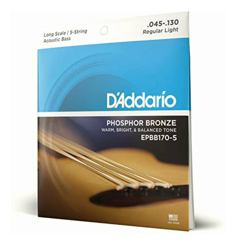 D'addario Epbb170-5, Cuerdas De Bronce Fosforado Para Bajo