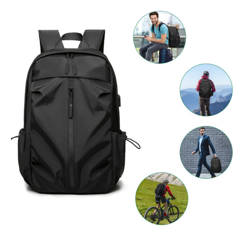 Mochila Para Hombre Portátil 35l Gran Capacidad Mochila Antirrobo Hombre Con Puertos Usb Compartimento Múltiple Mochila De Viaje Nylon Impermeable