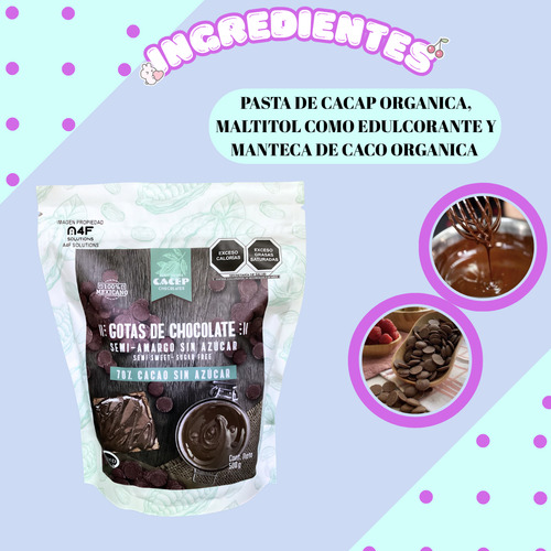 Paq Gotas Chocolate Semiamargo SinazĂșcar 70% Cacao Cacep 1kg