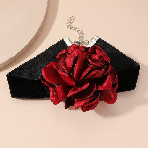 Gargantilla De Flores Rojas Para Mujer, Gargantilla De Rosas