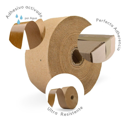 Imagen 5 de 6 de 15 Rollo De Cinta Engomada Para Empaque De Papel Kraft 48x65