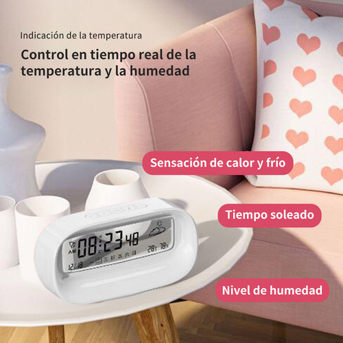 Reloj Digital Pared Pilas Despertador Con Termómetro Y Alert Color Blanco Reloj De Pared Reloj Decorativo Pared
