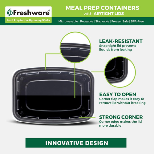 Recipientes Freshware Para Preparacion De Comidas [paquet...
