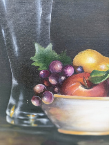 Cuadro Oleo.figurativo.moderno.transparencias Jarrón Frutas