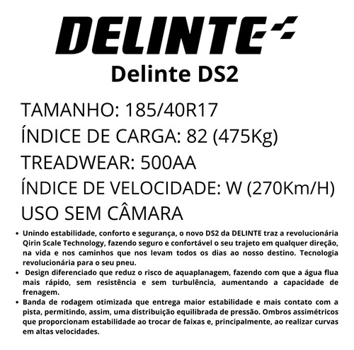 Pneu Delinte 185/40r17 82w Ds2 Xl