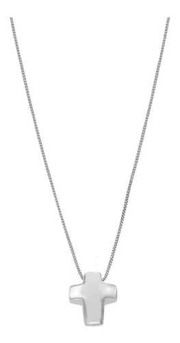 Gargantilla De Cruz Inflada En Oro Blanco De 14 K