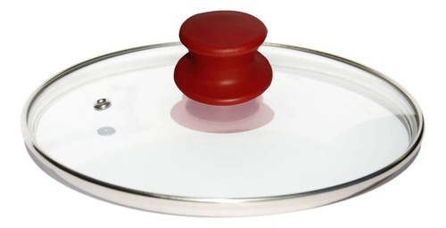 Tampa Avulsa De Vidro Temperado 18/19cm Com Pomel Vermelho