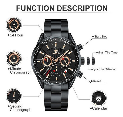 Reloj Cronógrafo Cheetah 1613 Con Calendario De Moda