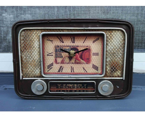 Imagem 1 de 5 de Relógio Mesa Analógico Rádio Retro Antiguidade Rustico