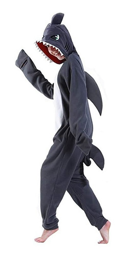 Disfraz Pijama De Tiburon Shark Gris Damas Adultos Unisex