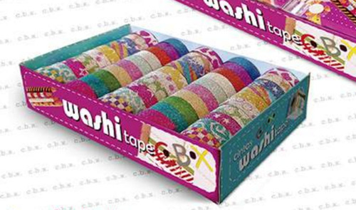 50 Cintas Washi Tape Con Glitter Caja Cerrada Surtida 