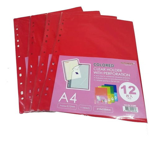 Carpeta Databank A4 En L Color Rojo Pack X 96 Unidades