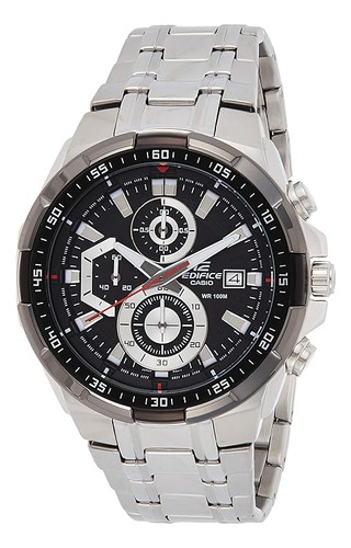 Relógio De Pulso Casio Efr-539 Com Corria De Aço Inoxidável Cor Prateado - Fondo Preto
