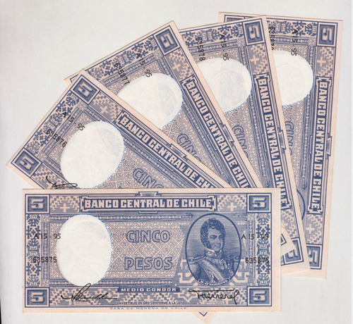Billete Chile 5 Pesos Maschke Herrera A15 Unc Cm (c85)