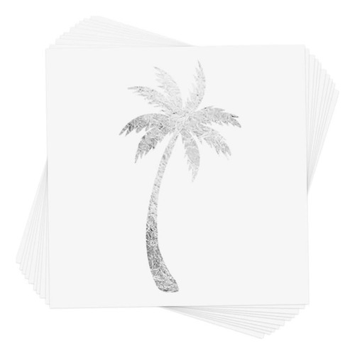Palm Tree Silver Juego De 10 Tatuajes Flash Temporales Metál