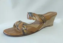 Comprar Sandalias Taco Corrido En Cuero Beige 36 De Botti, Cataleya 
