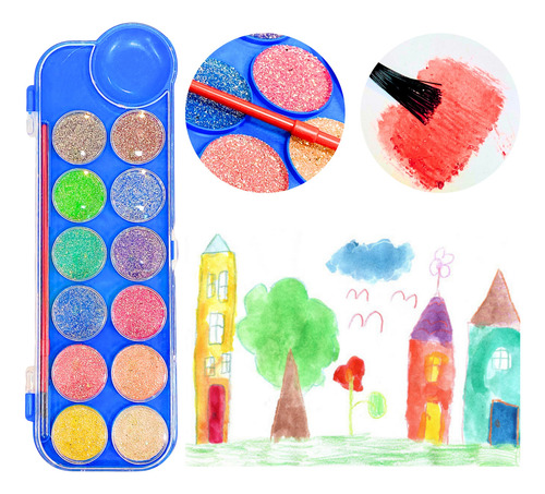 X3u Acuarela Con Glitter Para Niños Dibujo Manualidades