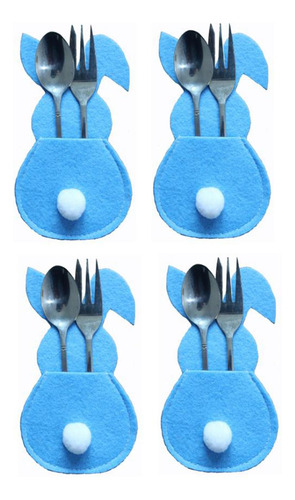 4 Piezas Porta Cubiertos De Pascua Organizador De Azul