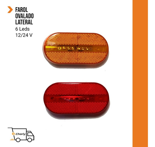 Imagen 1 de 4 de Farol Lateral Camion 6 Led 12/24v Ambar O Rojo 1035
