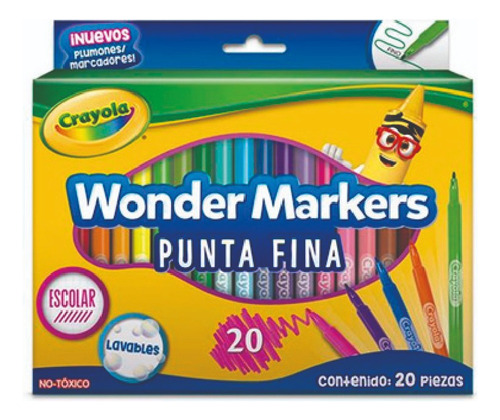Marcador Lavable Crayola Wonder Markerpunta Fina Con 20