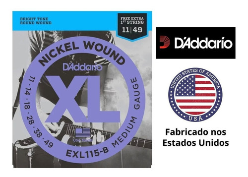 Encordoamento Guitarra 011 Daddario Exl115-b +1a Corda Extra