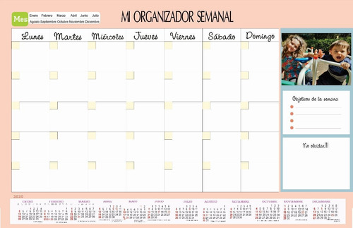 1 Organizador Mensual Imantado 30 X 40 Con Calendario