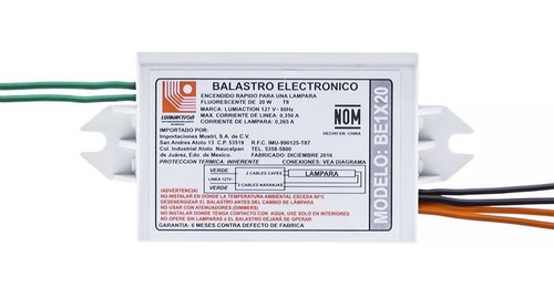Imagen 1 de 5 de Balastro Electronico 1x15w 1x20w T8 T12 127v Lumiaction